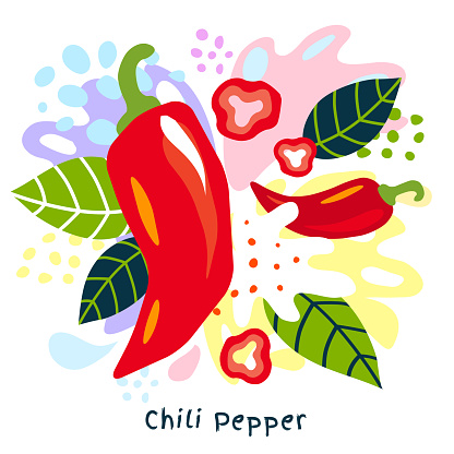 Fresh chili pepper vegetable juice splash organic food juicy vegetables splatter on abstract background vector