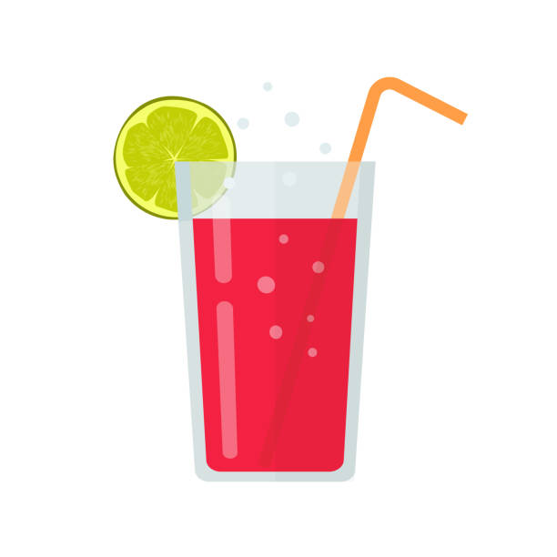 Fresh drink glass of smoothie or diet beverage cocktail vector illustration in flat cartoon design isolated clipart Fresh drink glass of smoothie or diet beverage cocktail vector illustration in flat cartoon design isolated cold drink stock illustrations