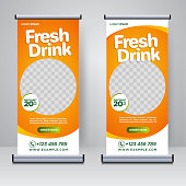 fresh drink rollup or X banner design template	 vector illustration