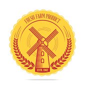Vintage style fresh farm badge, label.