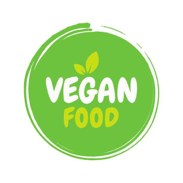 ilustrações de stock, clip art, desenhos animados e ícones de fresh healthy organic vegan food badge. vector hand drawn illustration. vegetarian eco green concept - plant based food
