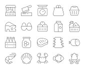 Fresh Market Thin Line Icons Vector EPS File.