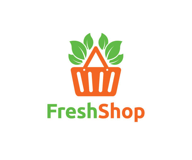 ilustrações de stock, clip art, desenhos animados e ícones de fresh shop vector icon - natural food web