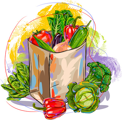 Fresh Vegetables in paper bag