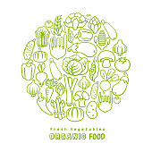 Organic food. Vector design template.