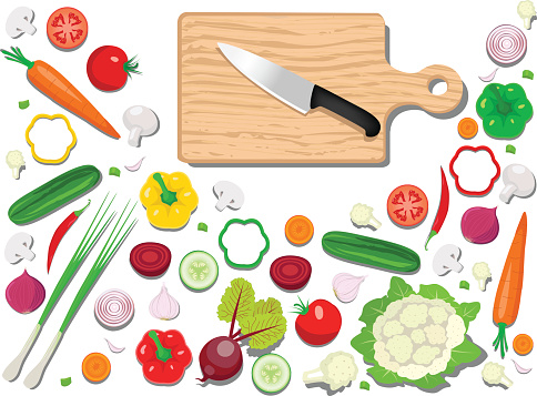 Fresh Vegetables With Cutting Board