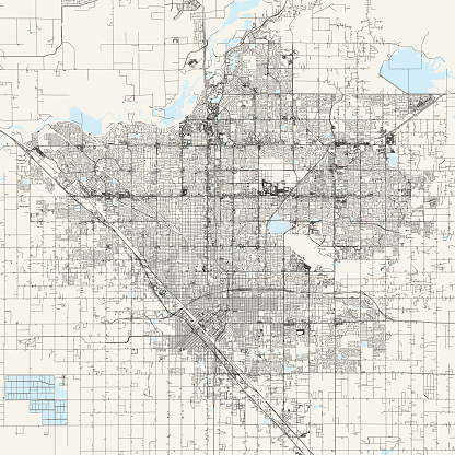 Fresno, California USA Vector Map