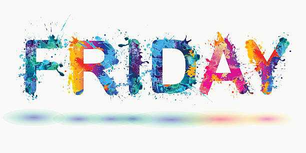 Friday - happy end of the week. Friday - happy end of the week. Isolated on white background free images stock illustrations
