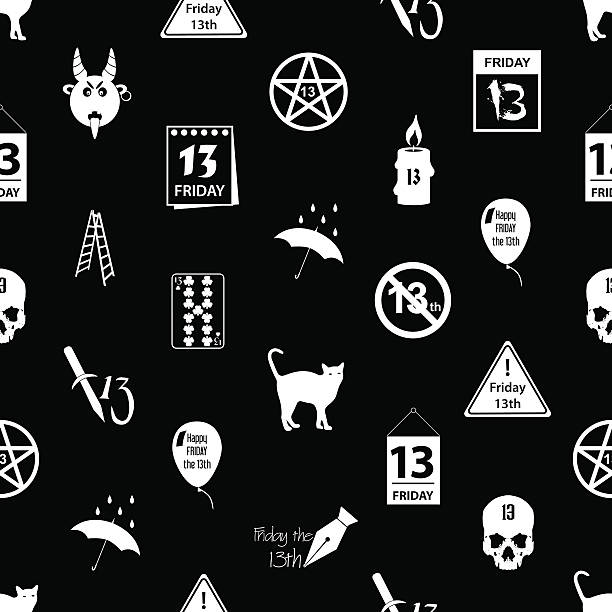 friday the 13 bad luck day icons seamless pattern eps10 friday the 13 bad luck day icons seamless pattern eps10 friday the 13th stock illustrations