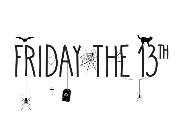 Friday the 13th poster with hand lettering text. Vector illustration. Friday the 13th poster with hand lettering text. Vector illustration. EPS10 friday the 13th stock illustrations