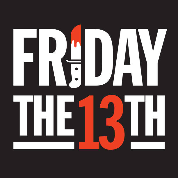 Friday the 13th Vector Design. Great graphic design element for Friday the 13th social media posts, advertising, and more with bloody dagger making the I in Friday. friday the 13th stock illustrations
