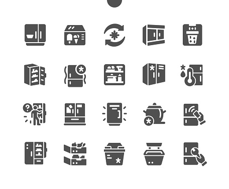 Fridge Well-crafted Pixel Perfect Vector Solid Icons 30 2x Grid for Web Graphics and Apps. Simple Minimal Pictogram