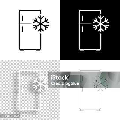 istock Fridge with snowflake. Icon for design. Blank, white and black backgrounds - Line icon 1388118252