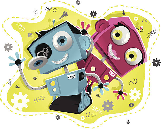 stockillustraties, clipart, cartoons en iconen met friendly bots - future kids