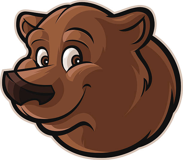 Friendly Grizzly Bear A smiling grizzly bear cartoon head brown bear stock illustrations