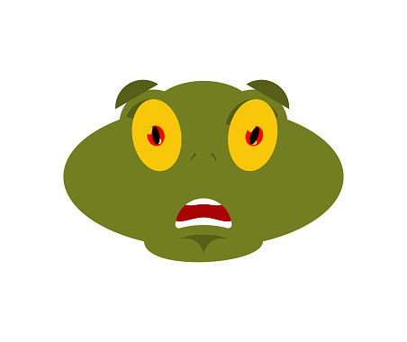 Frog scared OMG emotion. Toad Oh my God emoji. Frightened Anuran. Vector illustration