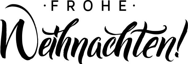frohe weihnachten. wesołych świąt kaligrafia w języku niemieckim. kartka z życzeniami czarny - weihnachten stock illustrations