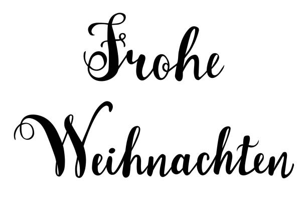 frohe weihnachten - wesołych świąt w języku niemieckim strony napis wektor izolowane na białym tle - weihnachten stock illustrations