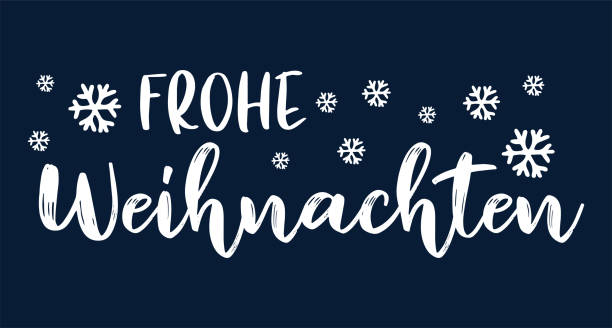 frohe weihnachten cytat w języku niemieckim jako logo lub nagłówka. przetłumaczone wesołych świąt. uroczystość list na plakat, kartę, zaproszenie. - weihnachten stock illustrations