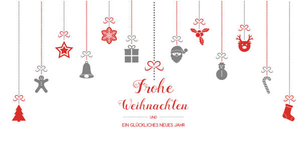 frohe weihnachten - przetłumaczone z niemieckiego na wesołych świąt. wektor. - weihnachten stock illustrations
