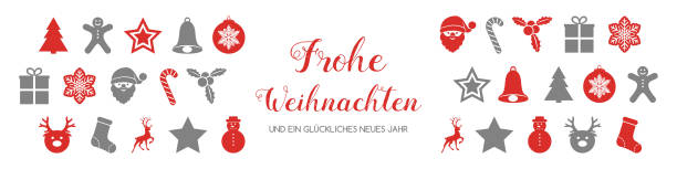 фрохе вейхнахтен - в переводе с немецкого на "счастливое рождество". вектор. - weihnachten stock illustrations