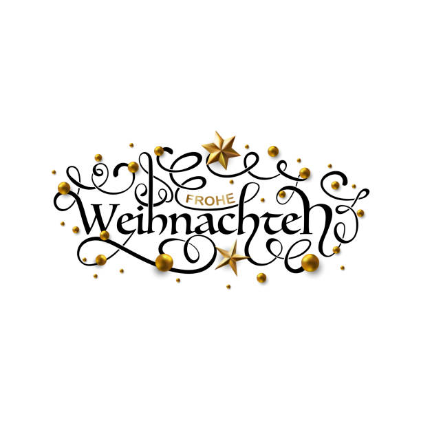 frohe weihnachten und frohes neues jahr - wesołych świąt i szczęśliwego nowego roku w niemieckim greeting card z napisem. - weihnachten stock illustrations