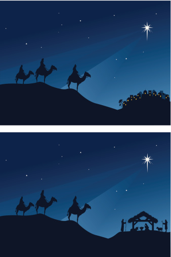 Wise men travel to Bethlehem. vector