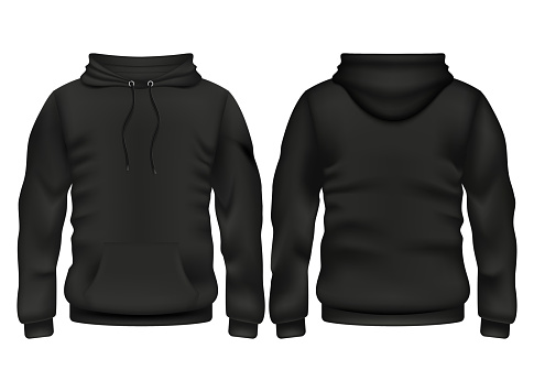 Download Front And Back Black Hoodie Vector Template Stock Vector Art & More Images of Adult - iStock