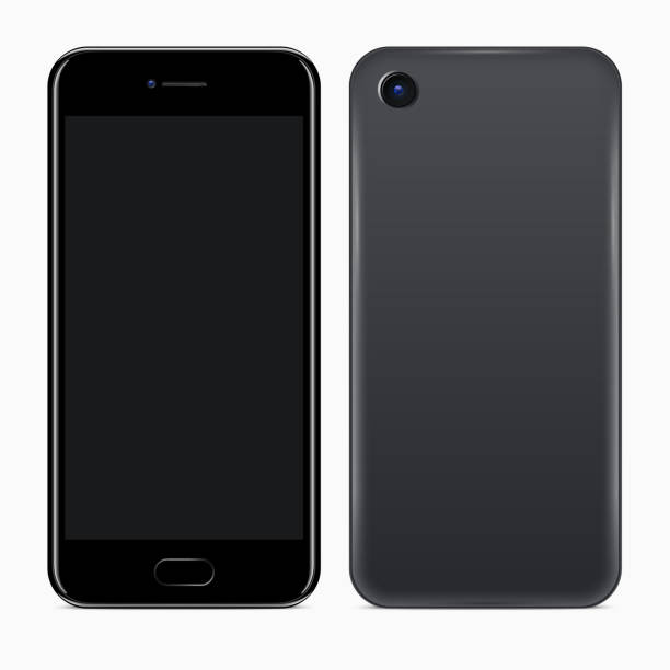 Front and Back Sides of Mobile Phone Mobile Phone. Vector realistic illustration of front and back sides of smartphone rear view stock illustrations