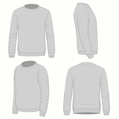 Front, back and side views of blank  hoodie sweatshirt