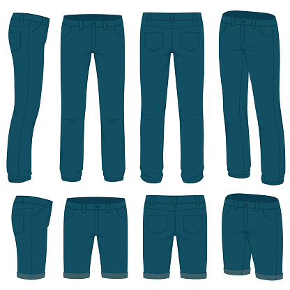 Front Back And Side Views Of Blank Jeans Stock Illustration - Download ...