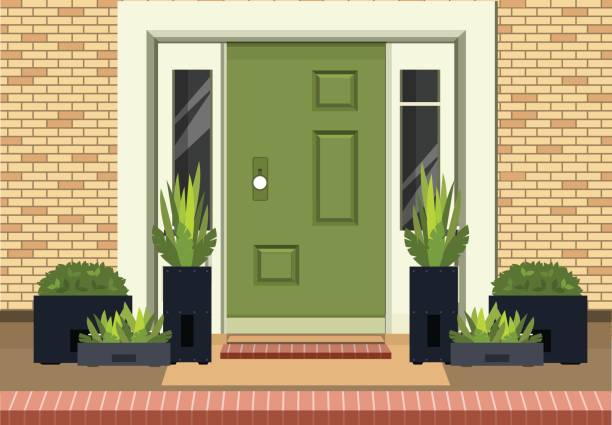 正面エントランスのドア - 玄関のドア点のイラスト素材／クリップアート素材／マンガ素材／アイコン素材
