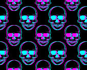 Seamless pattern vector illustration of human skull in front view