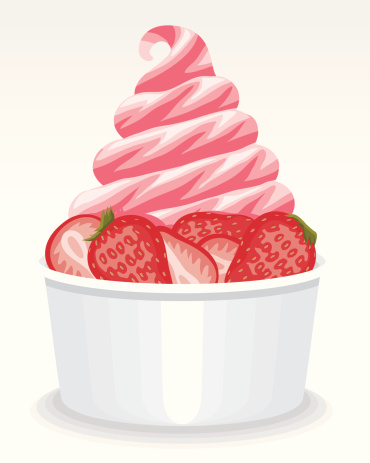 Frozen yogurt with strawberries