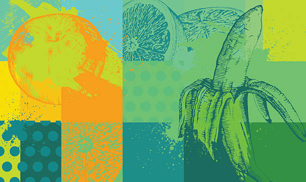 Fruit Background Fruit abstract background, high detail - vector illustrtation banana backgrounds stock illustrations