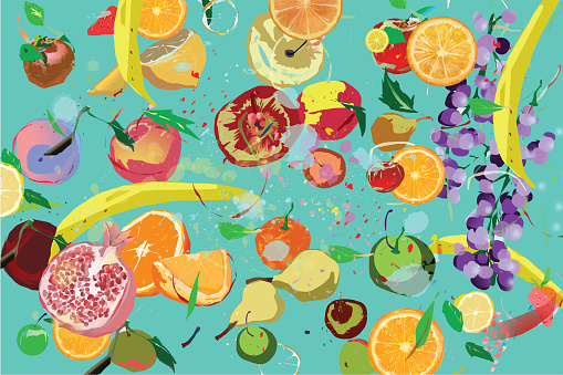Fruit illustration on a blue background