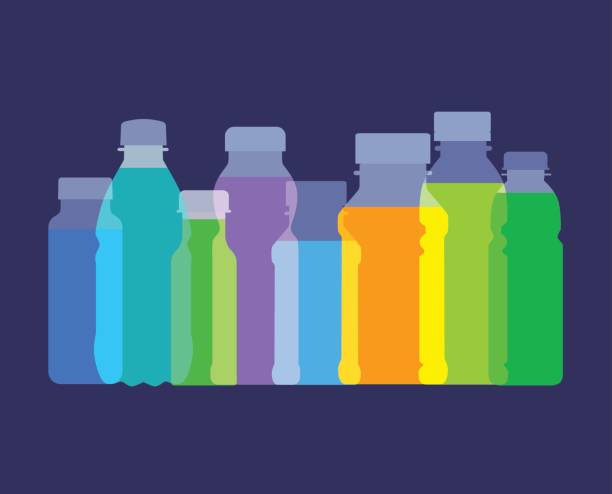 Fruit Juice bottles Colourful overlapping silhouettes of fruit juices bottles. EPS10 file, best in RGB. smoothie silhouettes stock illustrations