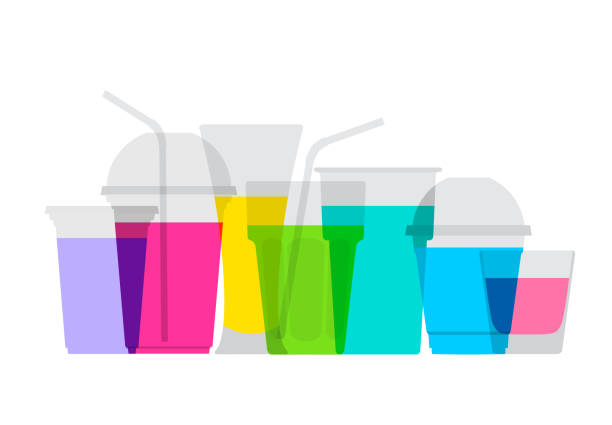 Fruit Juice Drinks Colourful overlapping silhouettes of fruit juices drinks. EPS10 file, best in RGB, CS5 version in zip smoothie silhouettes stock illustrations