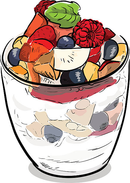 illustrations, cliparts, dessins animés et icônes de fruit parfait crème glacée désertique - verrines