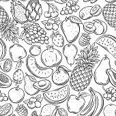 istock Fruits and berries outline seamless pattern 1330864501