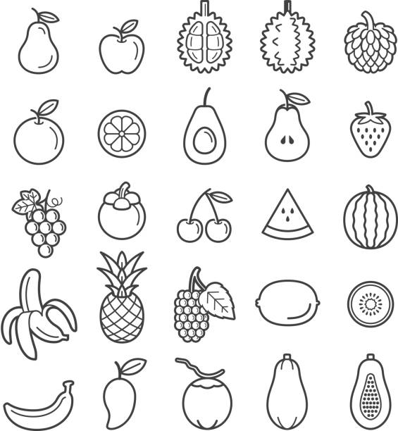 Fruits Icons. Fruits Icons.  banana icons stock illustrations