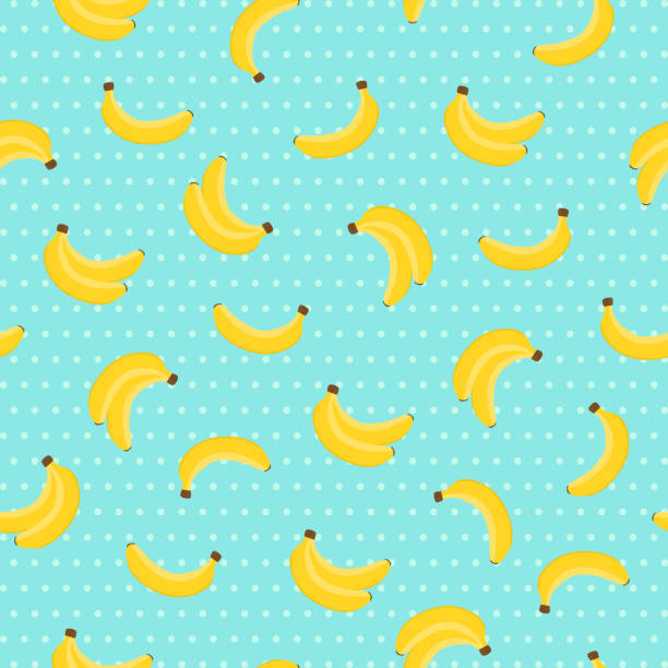 Fruits seamless pattern. Banana background on blue background. Vector illustration Fruits seamless pattern. Banana background on blue background. Vector illustration. banana backgrounds stock illustrations