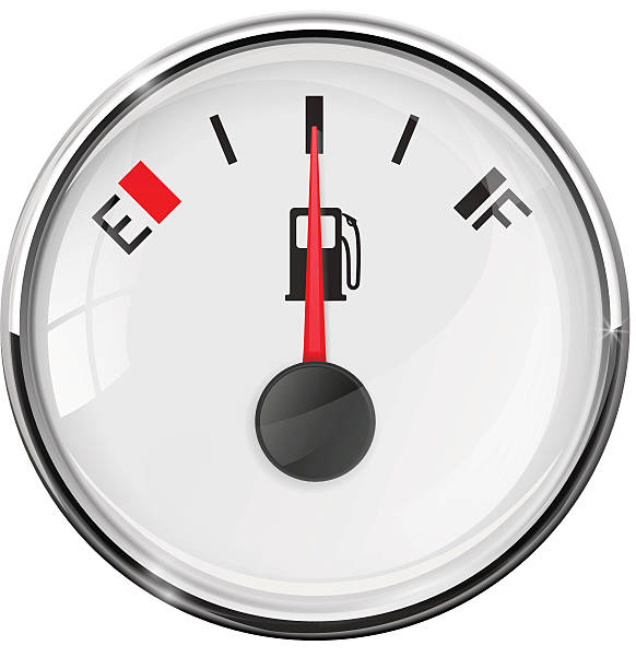 Fuel gauge. Half tank. With chrome frame Fuel gauge. Half tank. With chrome frame. Vector illustration on white background garage borders stock illustrations