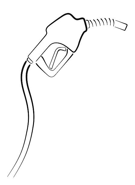Fuel Nozzle Line Art Minimal image of Gasoline Fuel Nozzle garage clipart stock illustrations