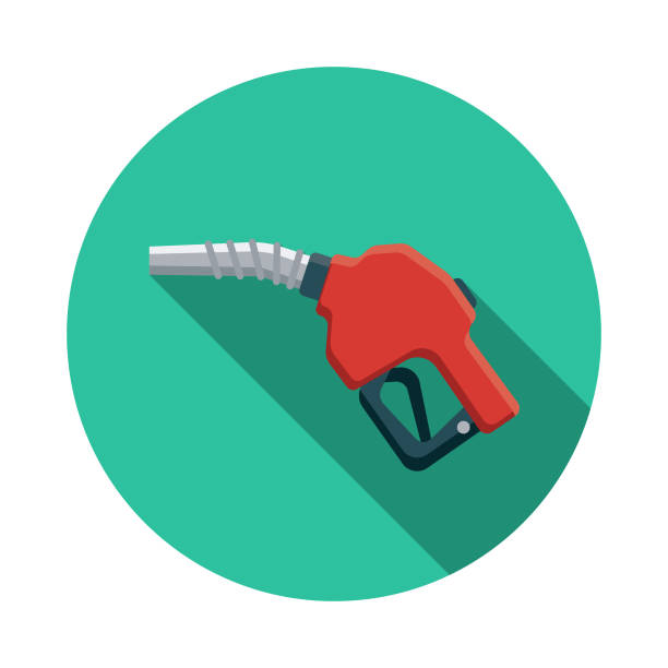 Fuel Pump Energy Icon A flat design icon with a long shadow. File is built in the CMYK color space for optimal printing. Color swatches are global so it’s easy to change colors across the document. gas pump stock illustrations