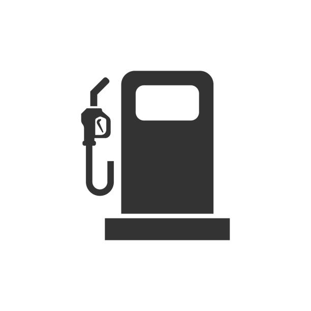 Fuel pump icon in flat style. Gas station sign vector illustration on white isolated background. Petrol business concept. Fuel pump icon in flat style. Gas station sign vector illustration on white isolated background. Petrol business concept. gas pump stock illustrations