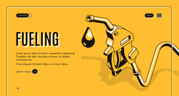 ilustrações, clipart, desenhos animados e ícones de alimentando estações de rede site modelo vetor - gasolina