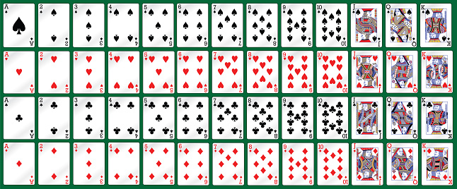 Full deck of cards for playing poker and casino