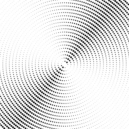 Full frame duotone pattern of circle shape, angular dot size gradient