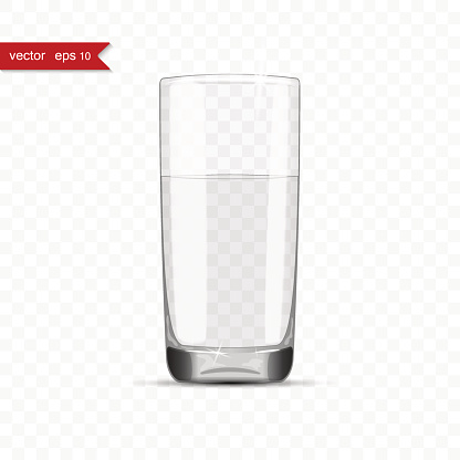 Full glass of water cup with shadow